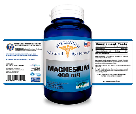 Magnesium 400 mg 100 Sofgetls Natural Systems
