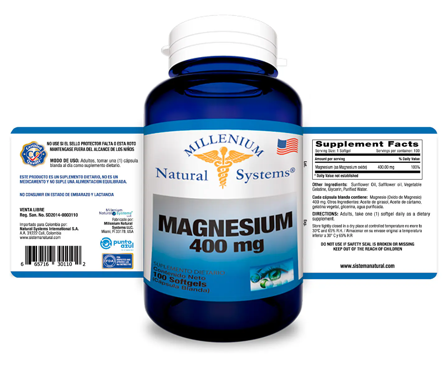 Magnesium 400 mg 100 Sofgetls Natural Systems 2