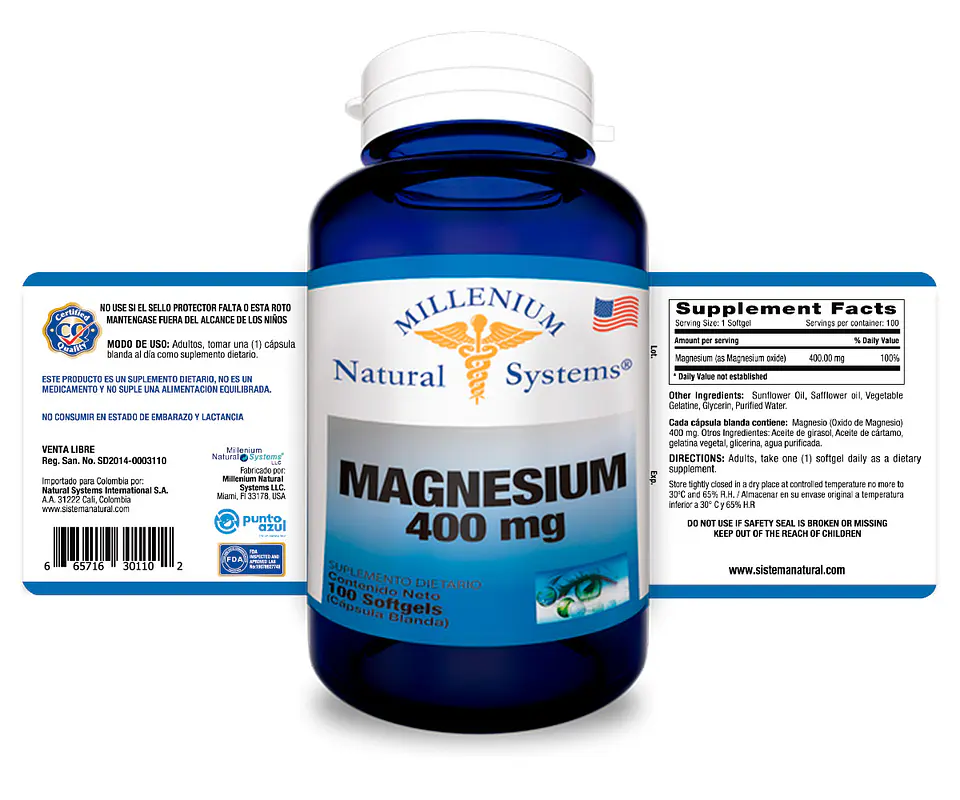 Magnesium 400 mg 100 Sofgetls Natural Systems 2