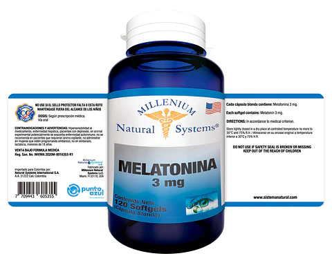 Melatonina 3mg 120 Sofgetls Natural Systems
