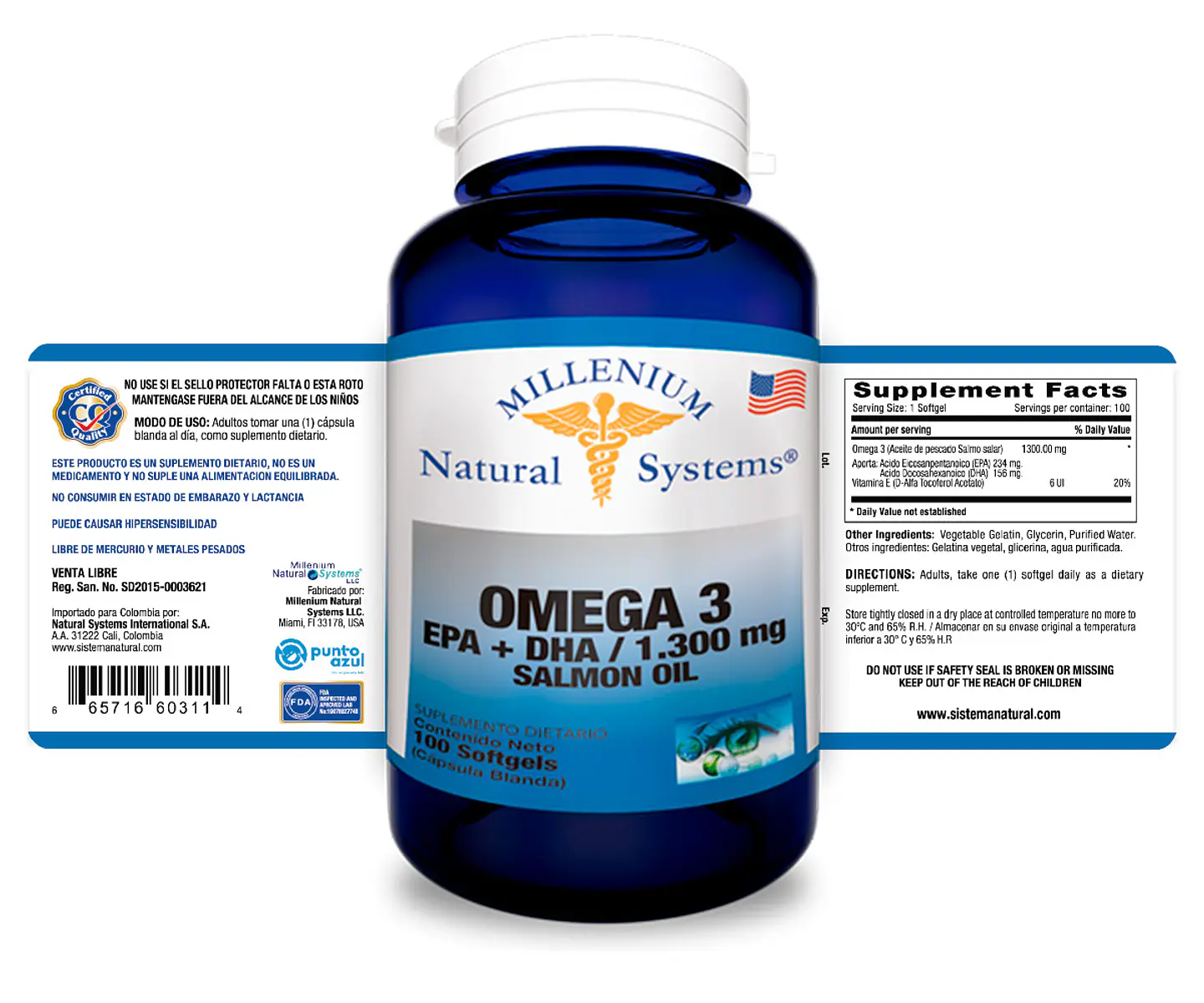 Omega 3 Epa + Dha 1300 mg 100 Sofgetls Natural Systems 2