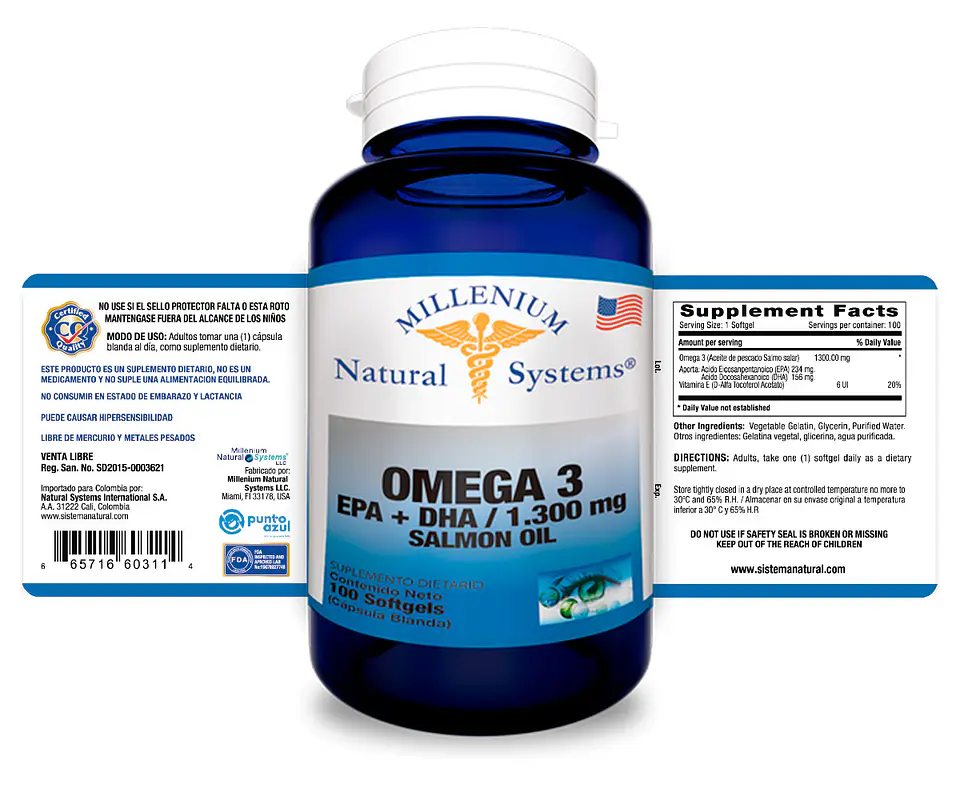 Omega 3 Epa + Dha 1300 mg 100 Sofgetls Natural Systems 2