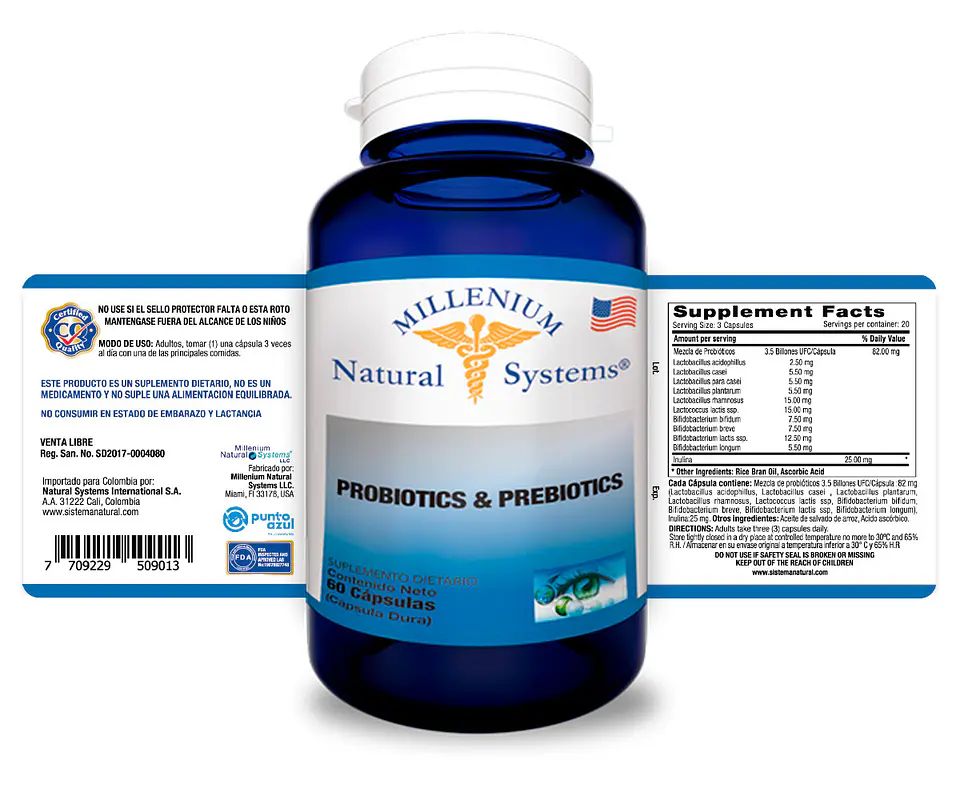Probioticos y Prebioticos 60 Capsulas Natural Systems 2