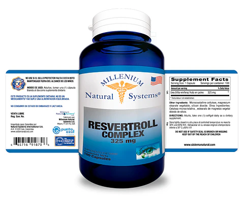 Resveratrol Complex 325 mg 100 Capsulas Natural Systems