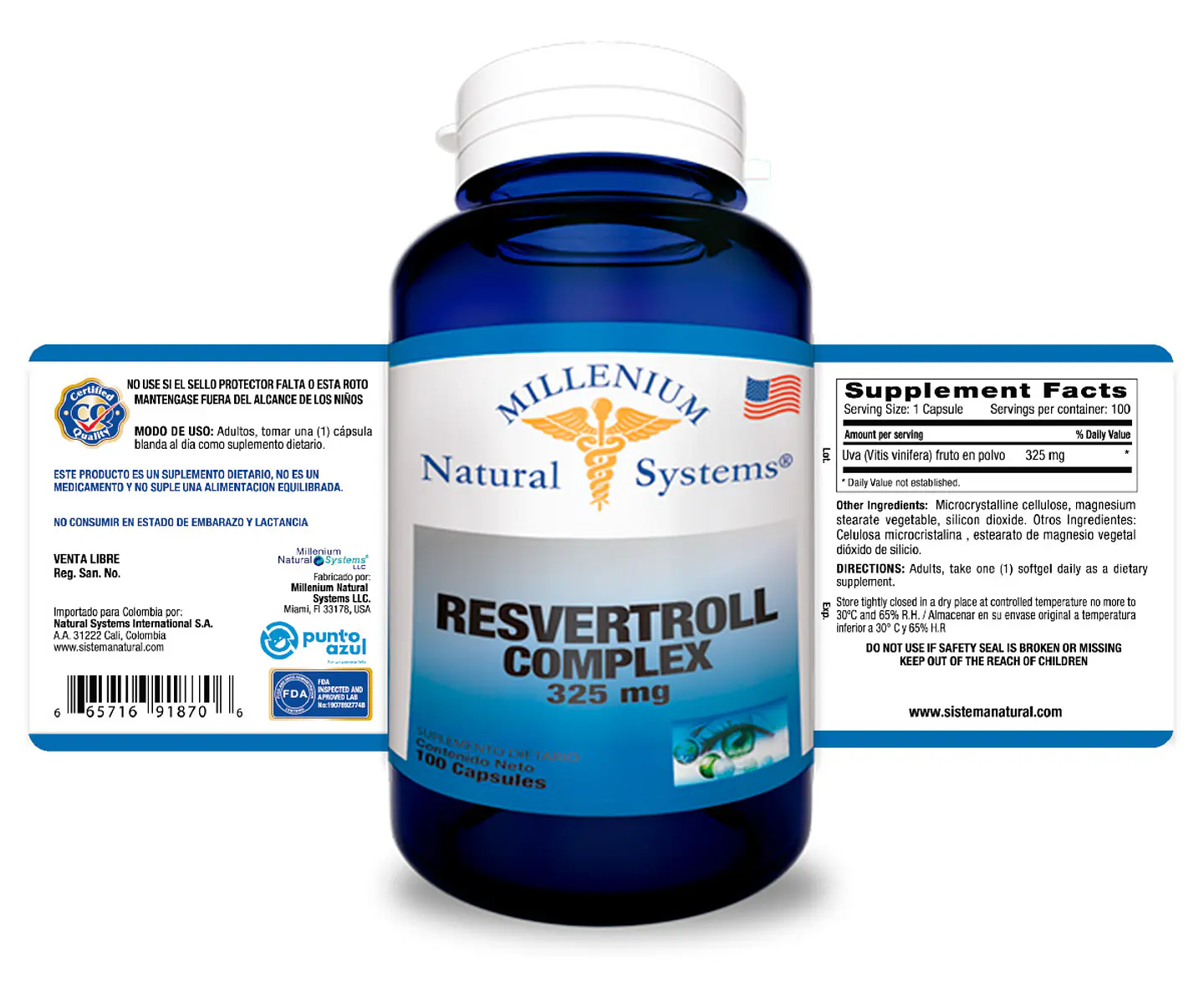 Resveratrol Complex 325 mg 100 Capsules Natural Systems 2