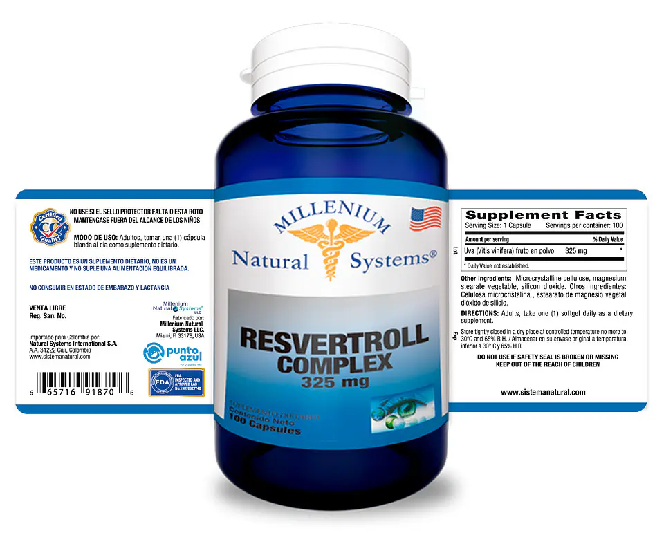 Resveratrol Complex 325 mg 100 Capsules Natural Systems 2