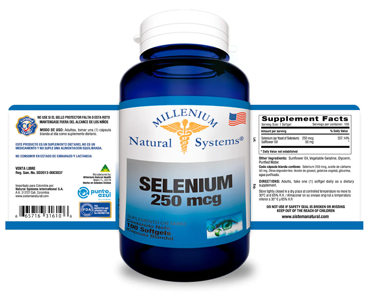 Selenio 250 mcg 100 Sofgetls Natural Systems 2