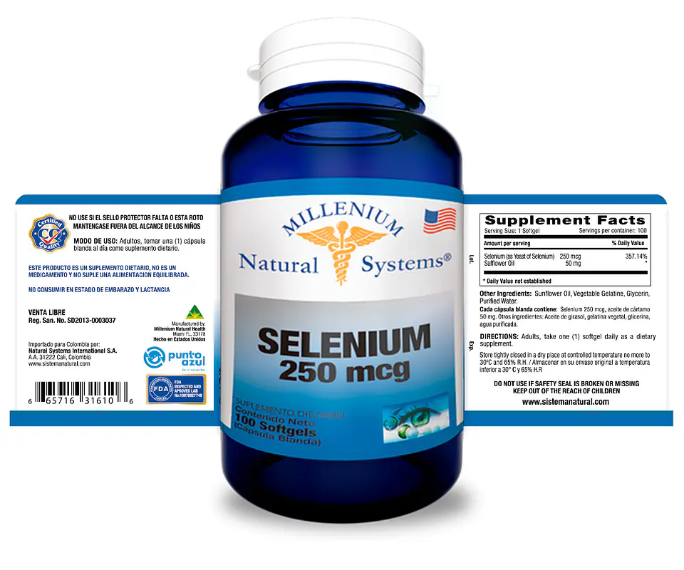 Selenio 250 mcg 100 Sofgetls Natural Systems 2