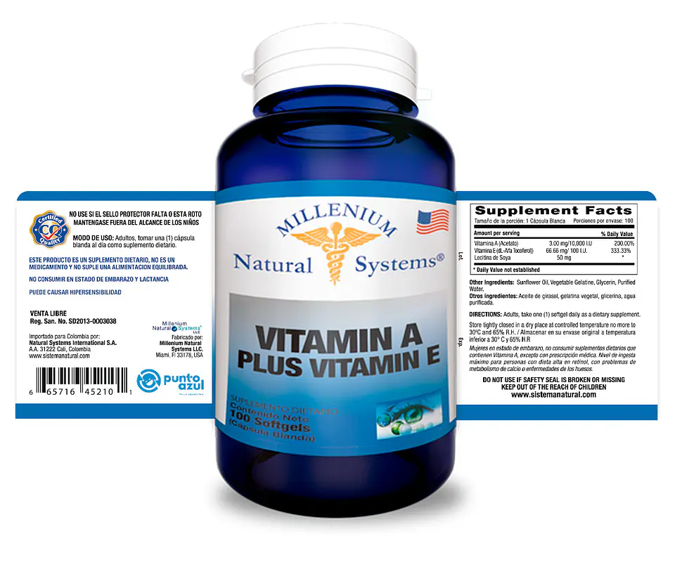 Vitamina A Plus Vitmina E 100 Sofgetls Natural Systems 2