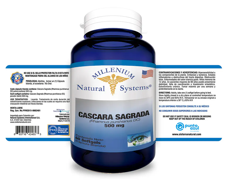 Cascara Sagrada 500mg 60 Sofgetls Natural Sytems 2