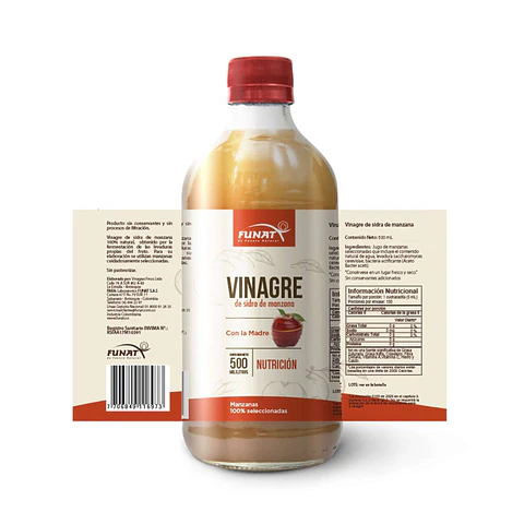 Vinagre Sidra de Manzana con la Madre 500 ml Laboratorios Funat