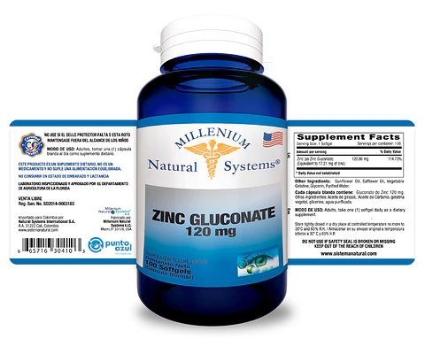Zinc Gluconate 120 mg Natural Systems