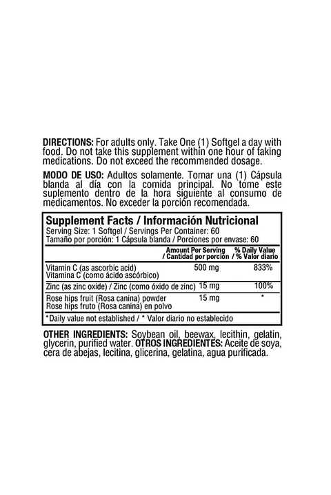 Vitamina C 500 mg Healthy America 60 Sofgetls