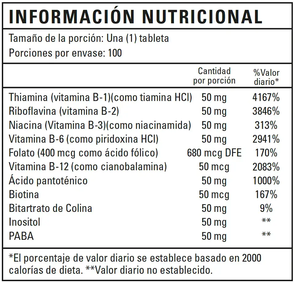 B Complex 100Tabletas Medical Green 2