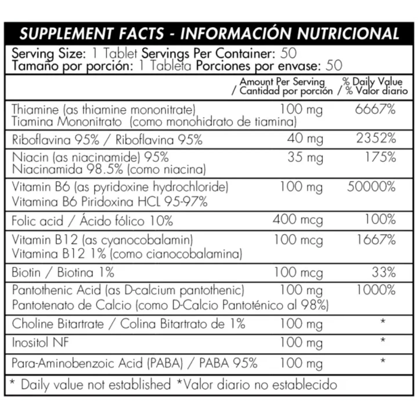Complejo B100 Complex 50Caplets Healthy America 2