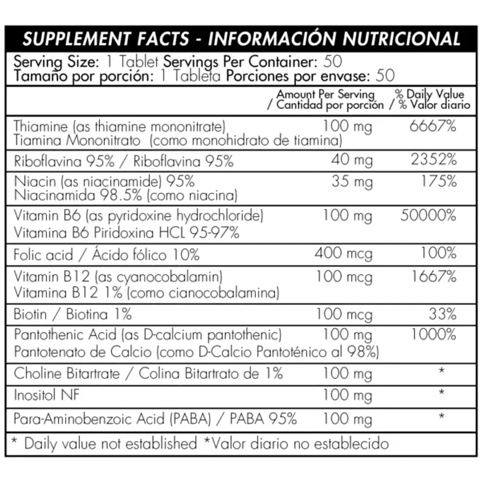 Complejo B100 Complex 50Caplets Healthy America 2