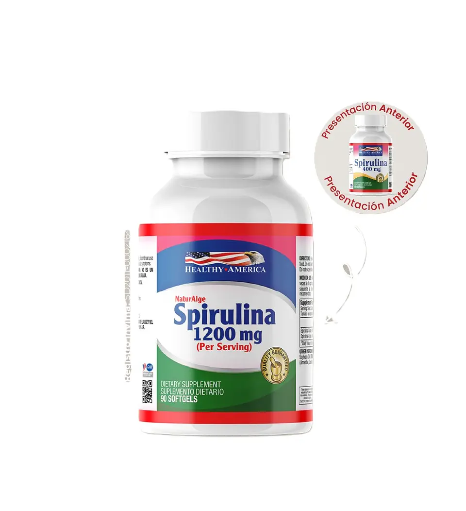 Liquid Spirulina Algae 1200Mg 90Softgels Healthy America 1