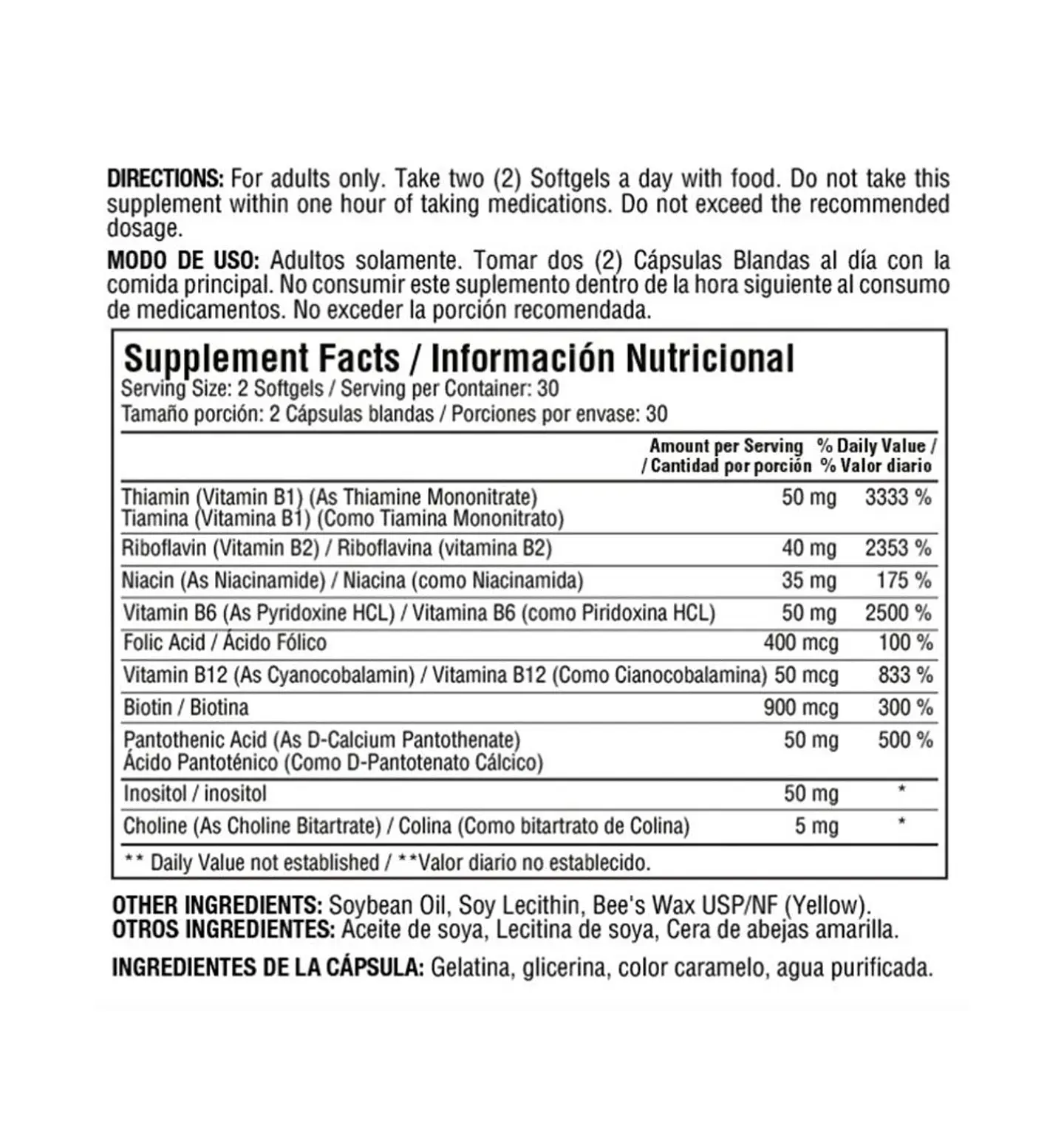Complejo B50 Complex Complete 60Softgels Healthy America 2