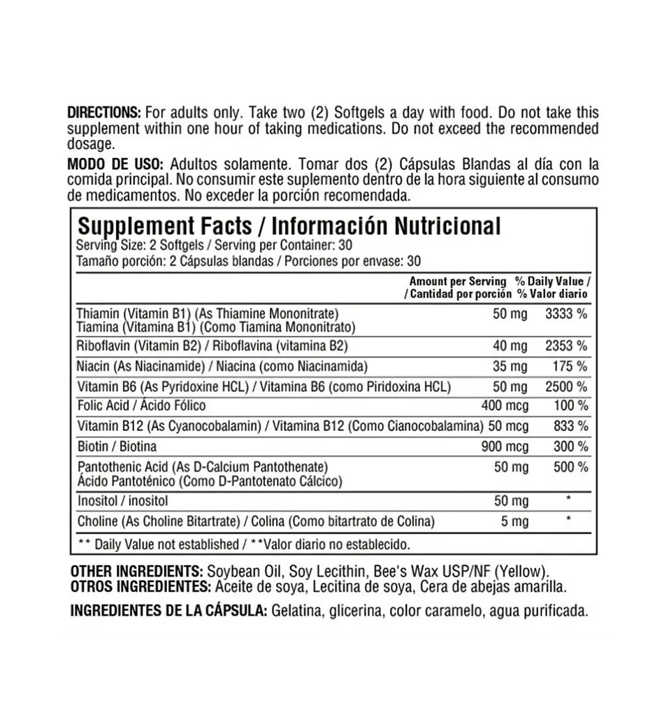 Complejo B50 Complex Complete 60Softgels Healthy America 2