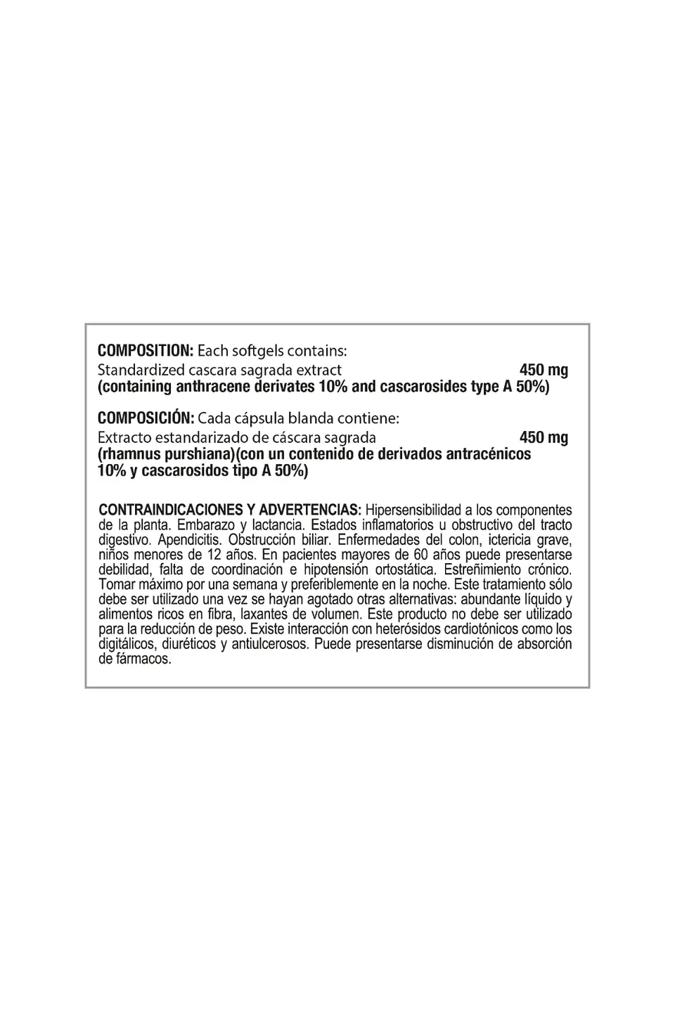 Cascara Sagrada 450Mg 60Capsulas Healthy America 2