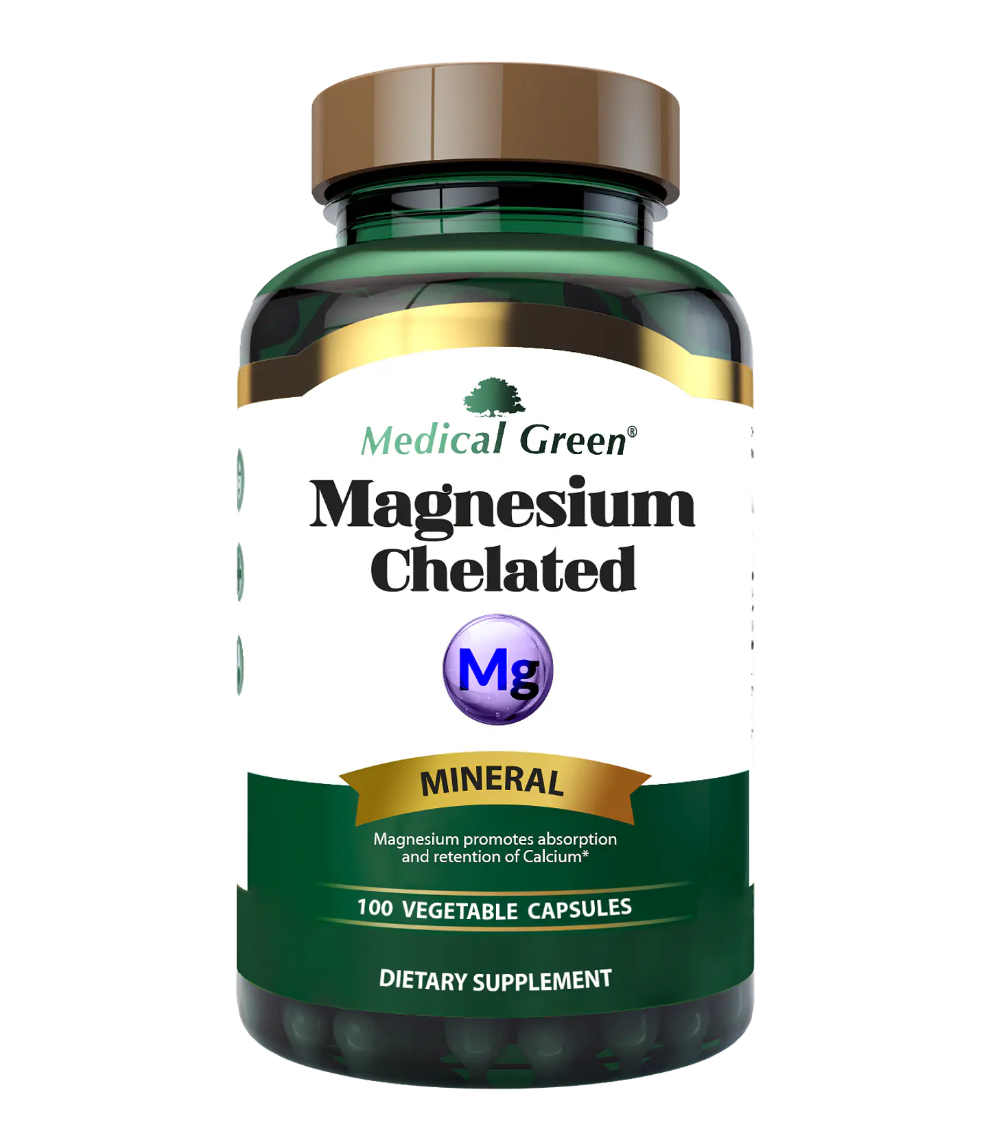 Magnesium 400 Mg Chelated 100 Caps Medical Green 1