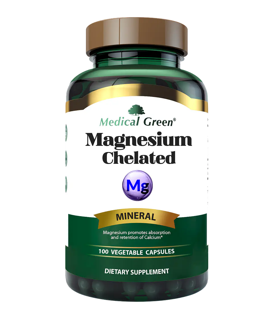 Magnesium 400 Mg Chelated 100 Caps Medical Green 1
