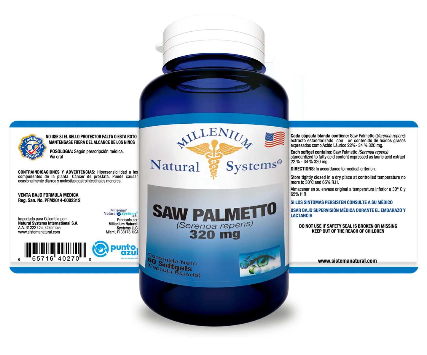 Saw Palmetto 320mg 60 Sofgetls Natural Systems 2