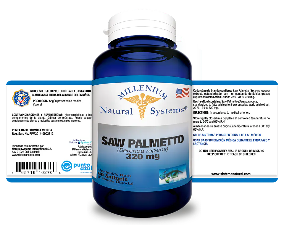 Saw Palmetto 320mg 60 Sofgetls Natural Systems 2