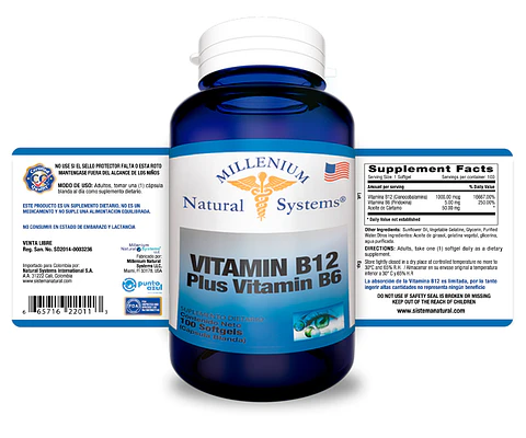 Vitamina B12 Plus Vitamina B6 100 Softgels Natural Systems
