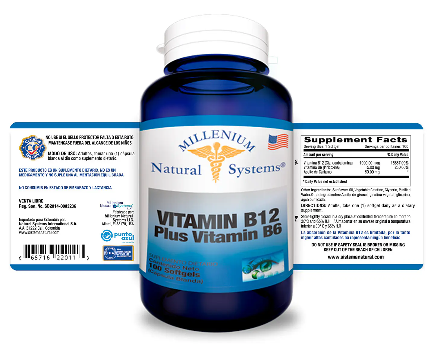 Vitamina B12 Plus Vitamina B6 100 Softgels Natural Systems 2