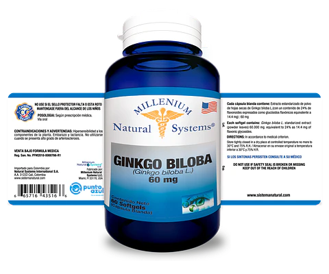 Ginkgo Biloba 60mg 60 Softgels Natural Systems