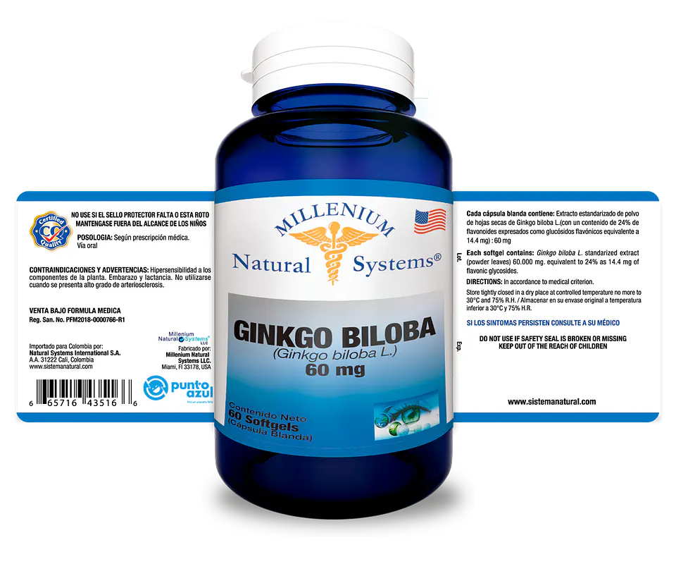 Ginkgo Biloba 60mg 60 Softgels Natural Systems 2