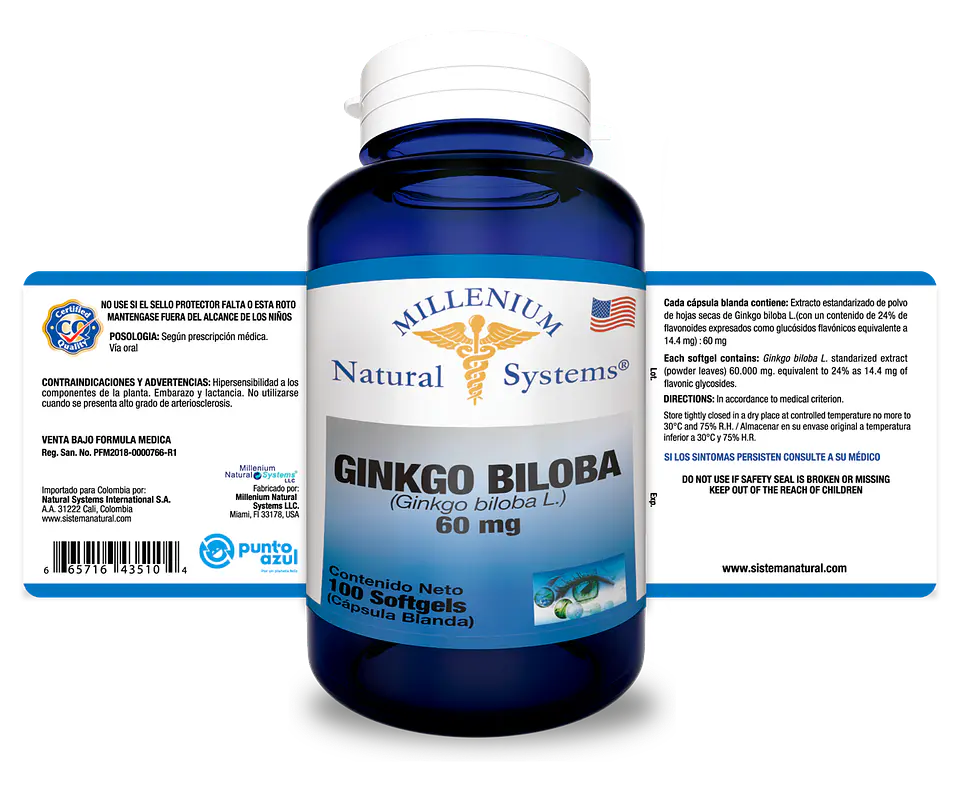 Ginkgo Biloba 60mg 100 Softgels Natural Systems 2