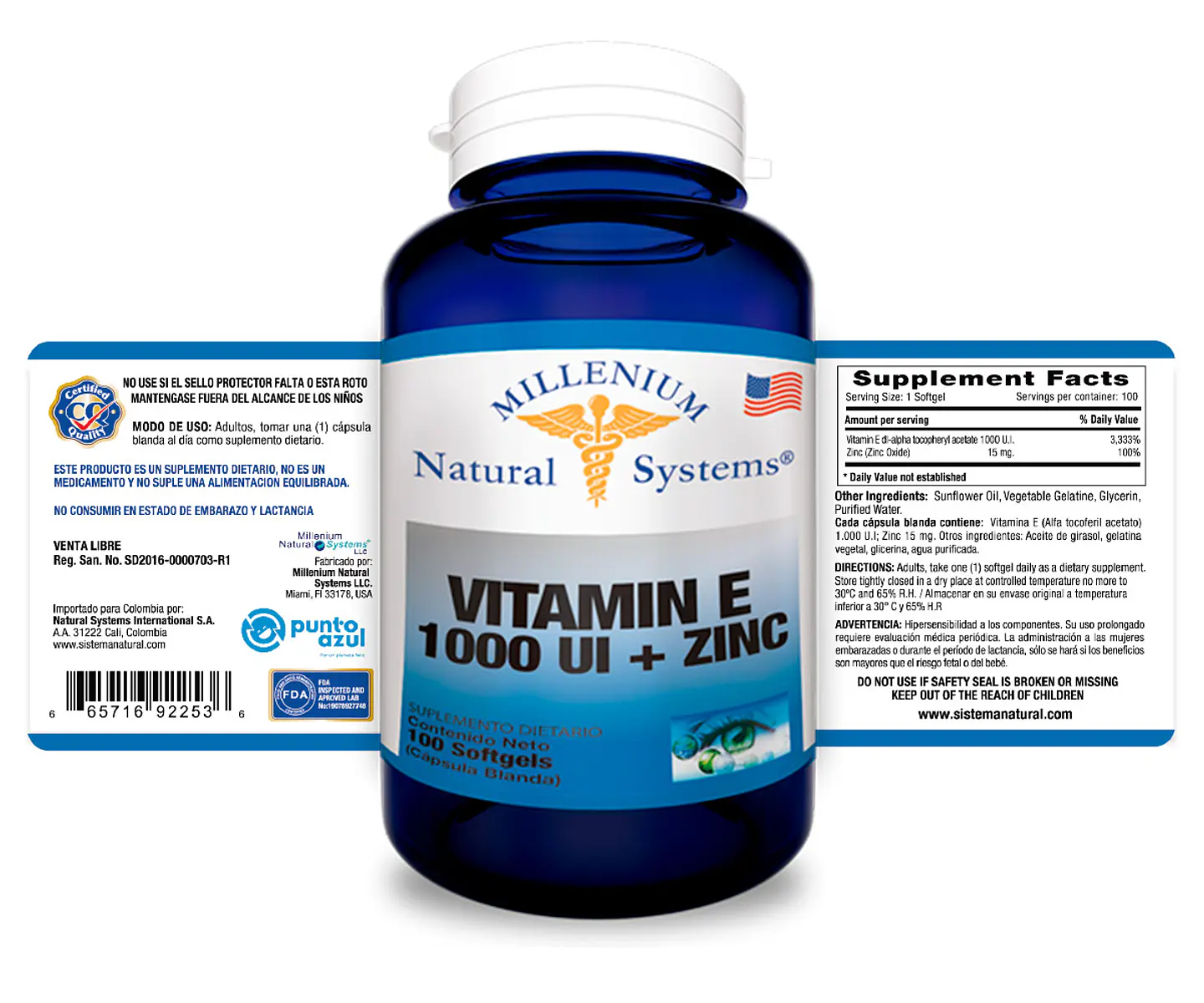 Vitamin E 1000 IU with Zinc 100 Softgels 2