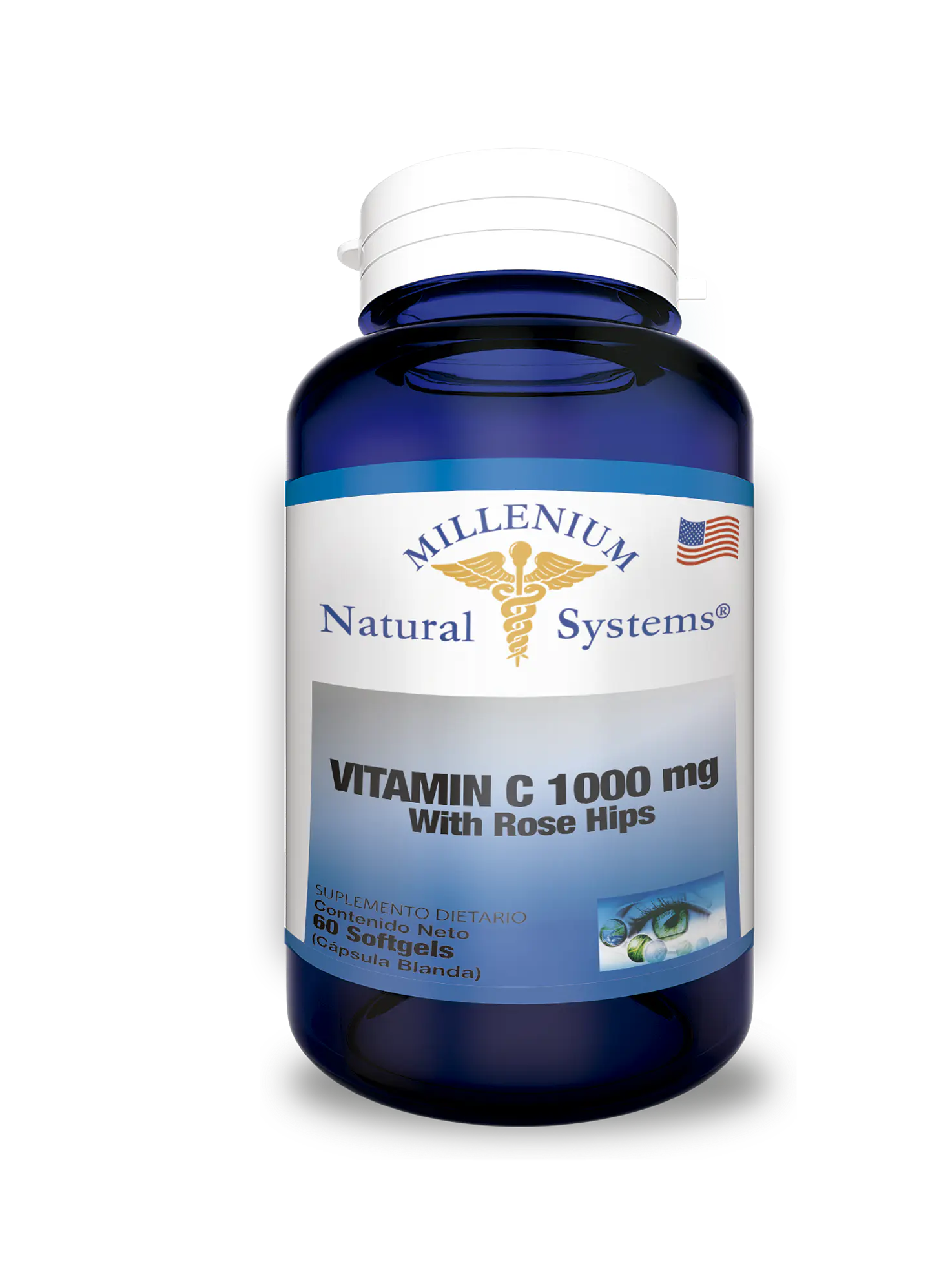 Vitamina C 1000 mg Rose Hips 60 Softgels 1