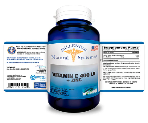 Vitamina E 400 UI Con Zinc 60 Softgels
