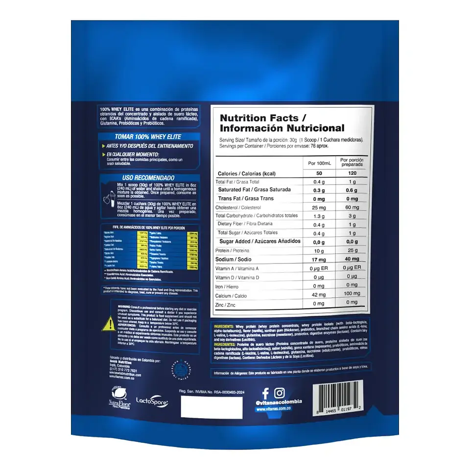 Whey Elite 5 Lbs Vainilla Vitanas 3