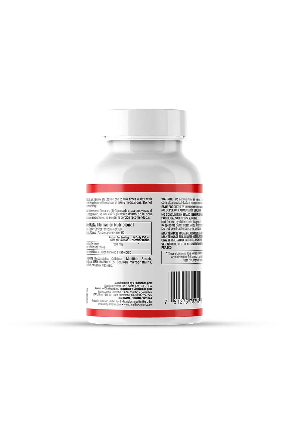 Reswine 60Capsulas Complex 260Mg Healthy America 2