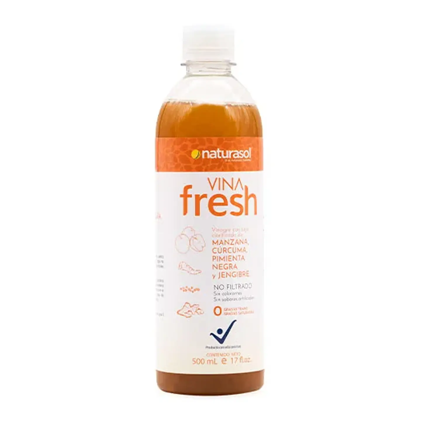 Vinagre con Manzana Jengibre, Cúrcuma y Pimienta Negra 500 ml Naturasol 1