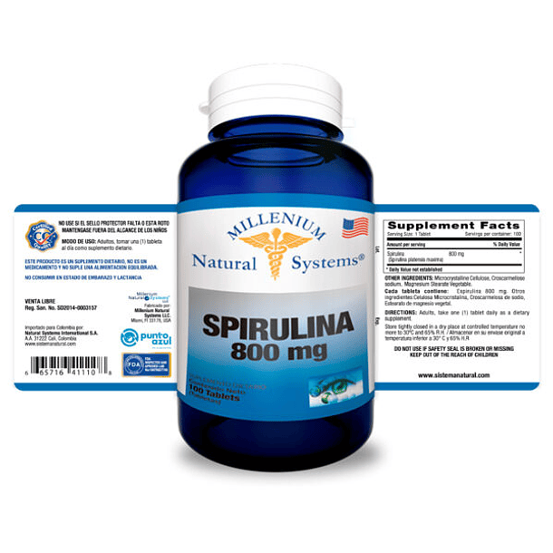 Spirulina 800 mg 100 tabletas 2