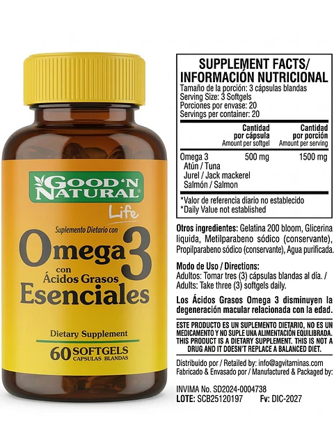 Omega 3 Fish Oil 60Softgels Good Natural