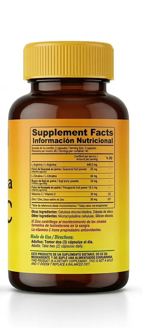 L-Arginina L-Citrulina Goji Vitmaina C & Zinc Good´N Natural Life 90 Cápsulas