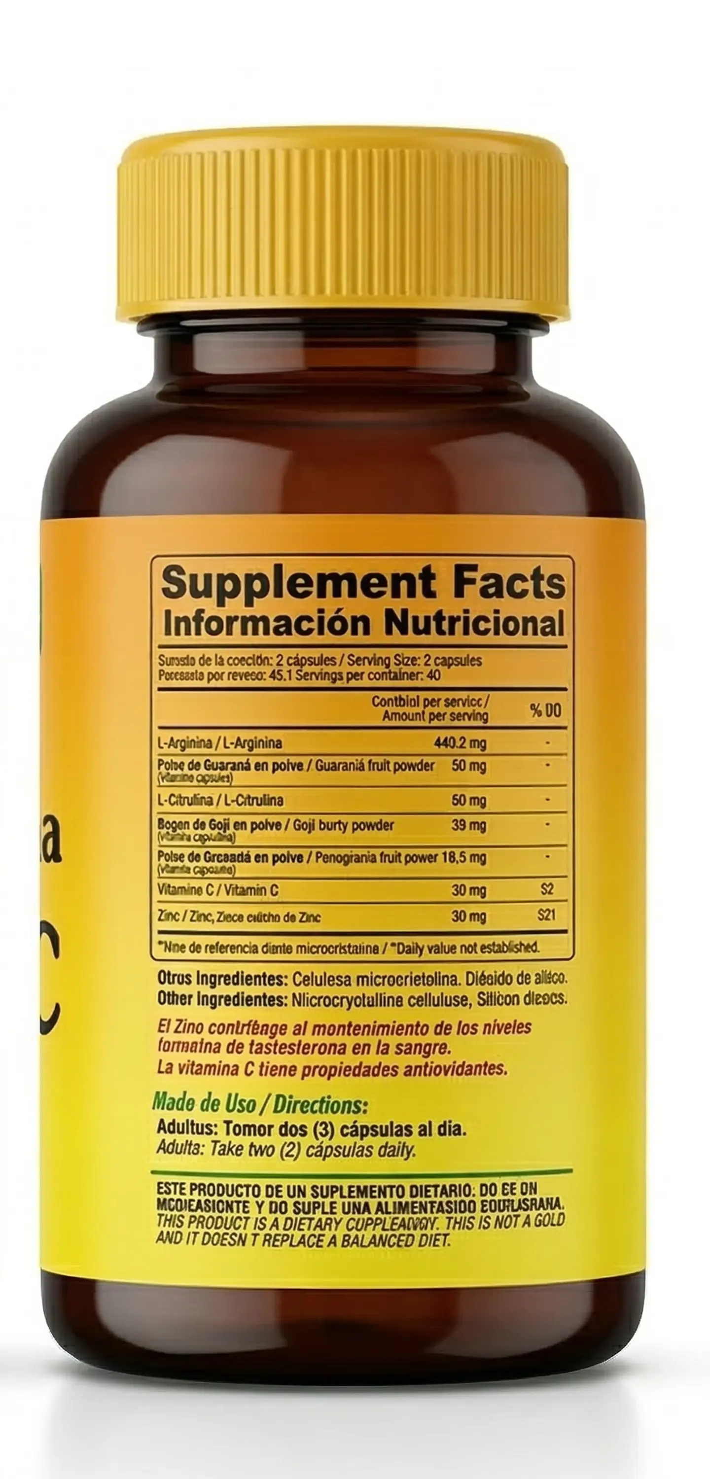 L-Arginina L-Citrulina Goji Vitmaina C & Zinc Good´N Natural Life 90 Cápsulas 2