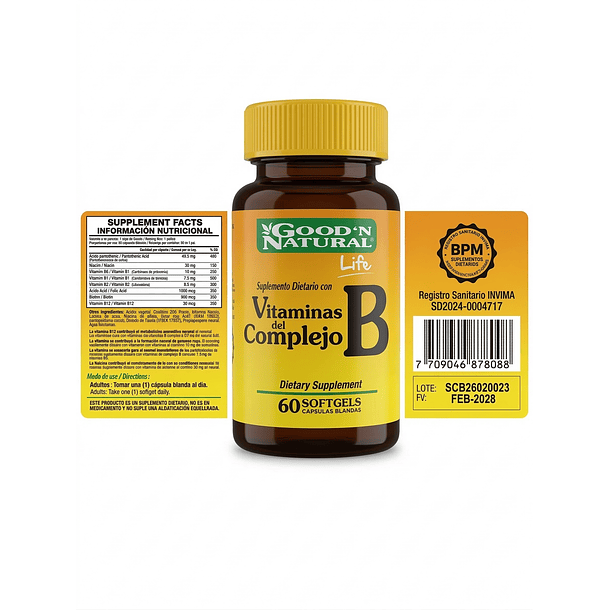 Vitaminas del Complejo B Good Natural Life 60 Softgels 2
