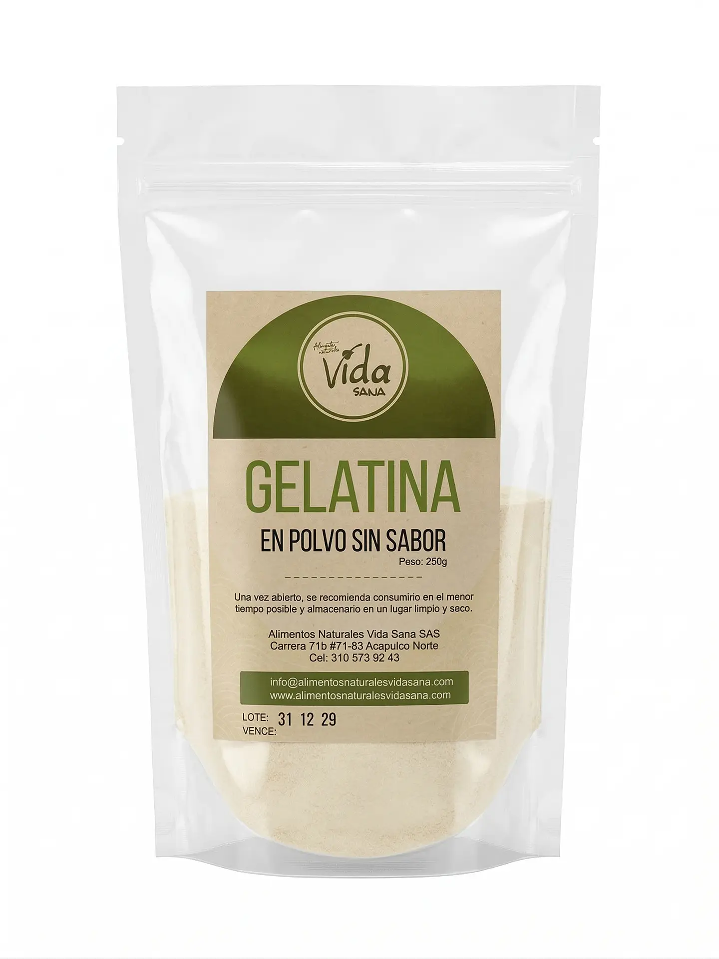 Gelatina Sin Sabor 250g Vid-San 1