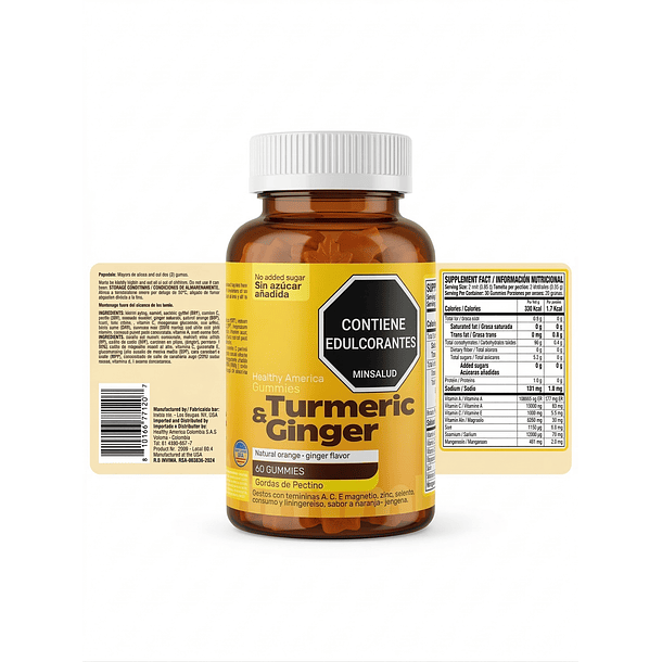 Turmeric & Ginger 60 Gummies Healthy America 2