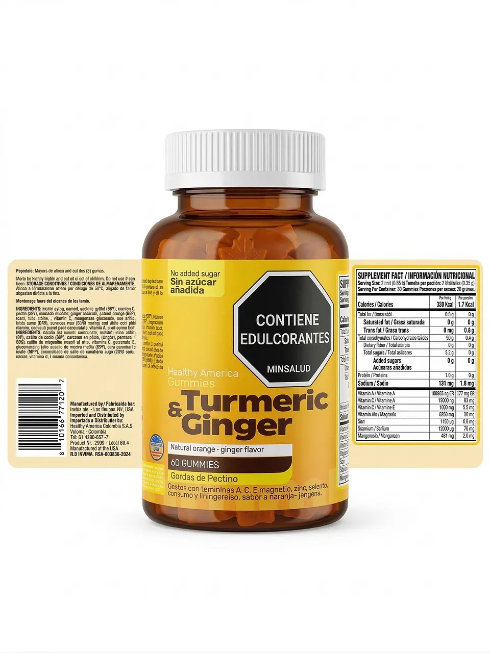 Turmeric & Ginger 60 Gummies Healthy America 2