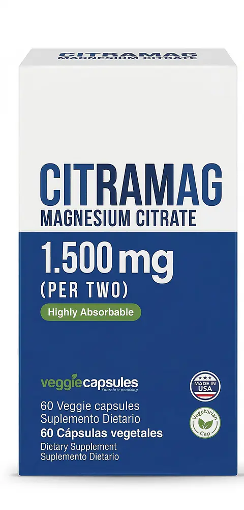 Citramag Magnesium Citrate 1500mg 60 Capsulas Healthy America
