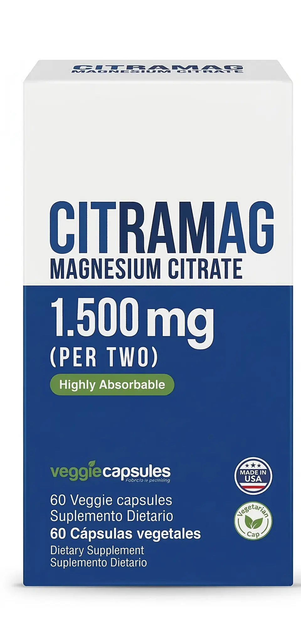 Citramag Magnesium Citrate 1500mg 60 Capsulas Healthy America 1