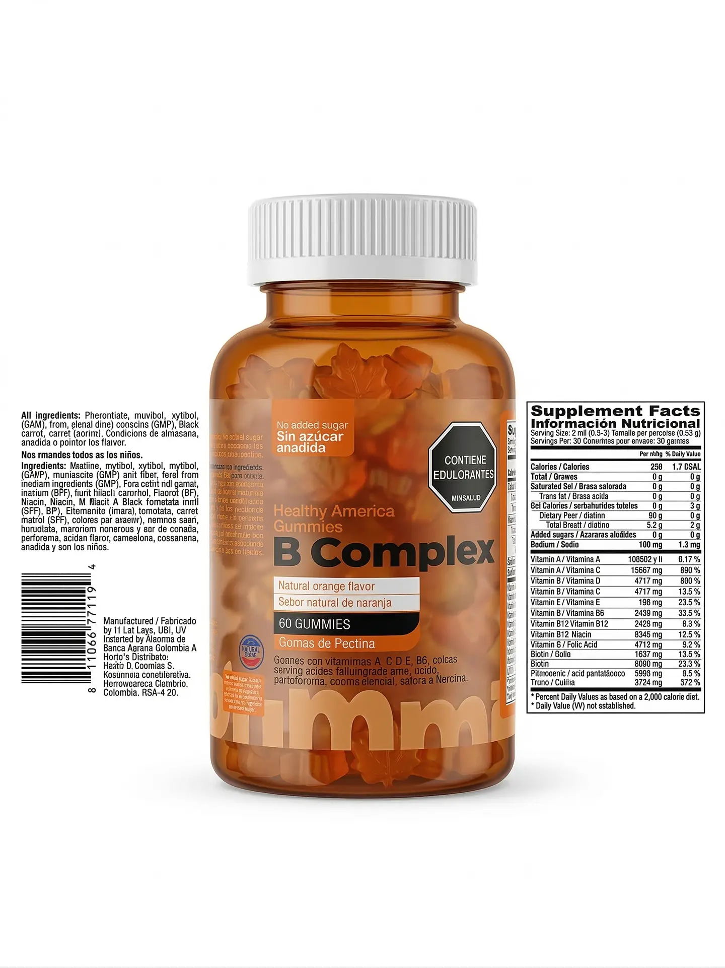 B Complex 60 Gummies Orange Healthy America 1